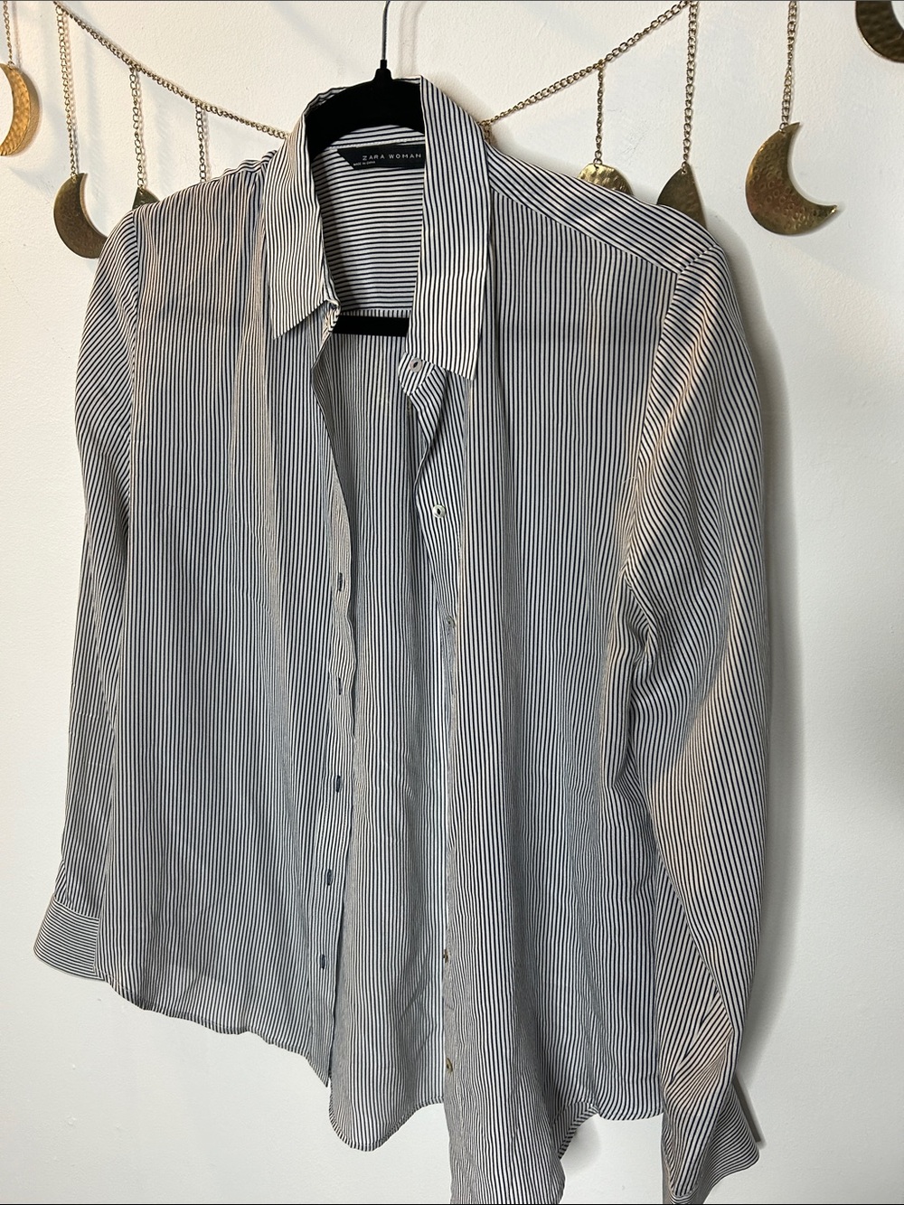 Zara Pinstripe Shirt in Black and White